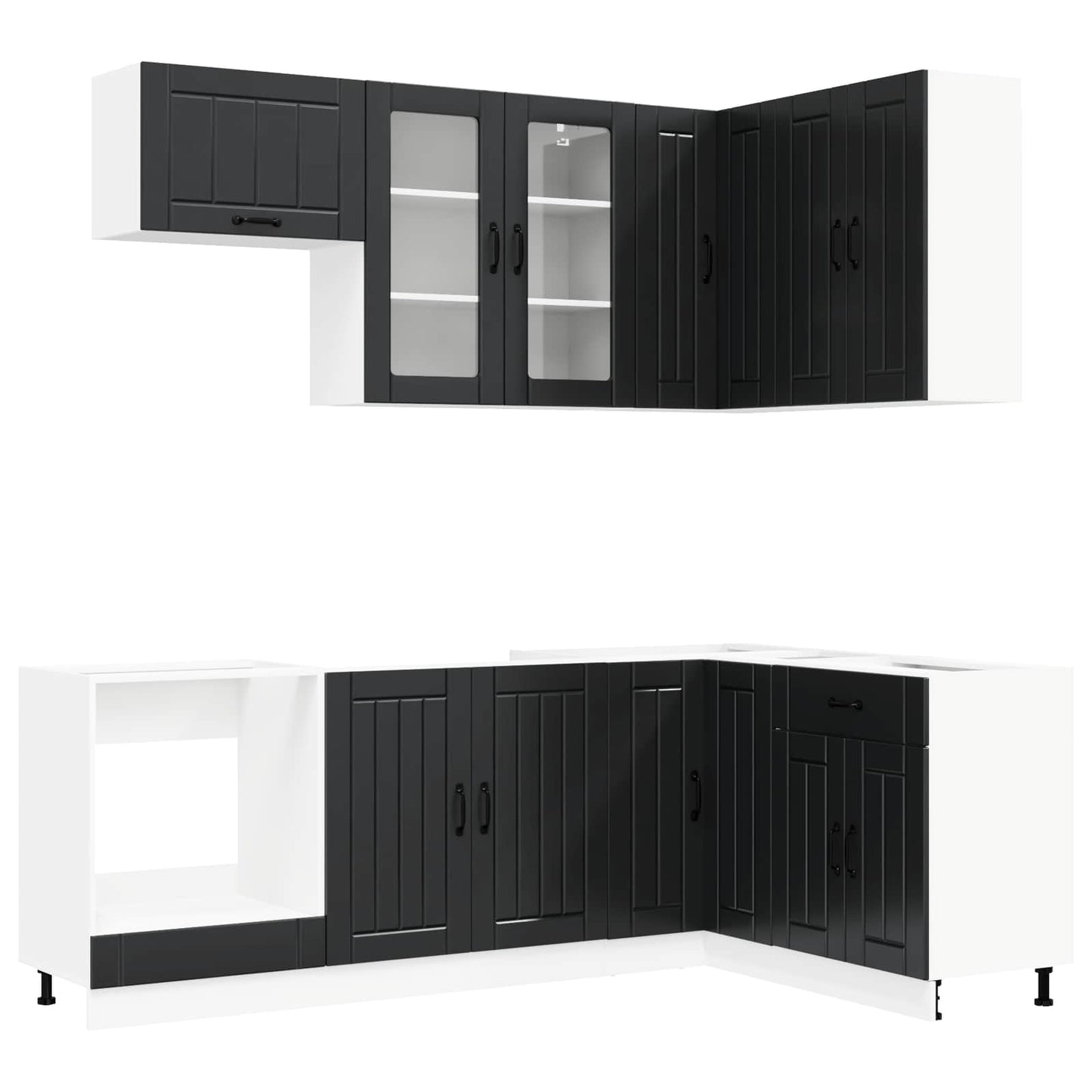 vidaXL Kitchen Unit LUCCA 8 pcs Black Engineered Wood