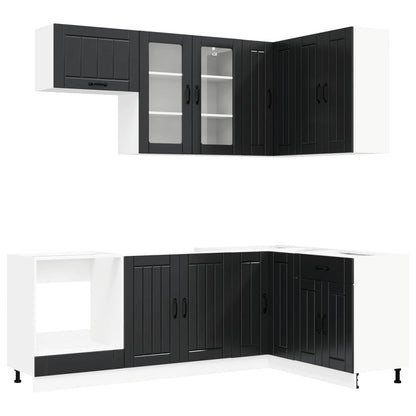 vidaXL Kitchen Unit LUCCA 8 pcs Black Engineered Wood