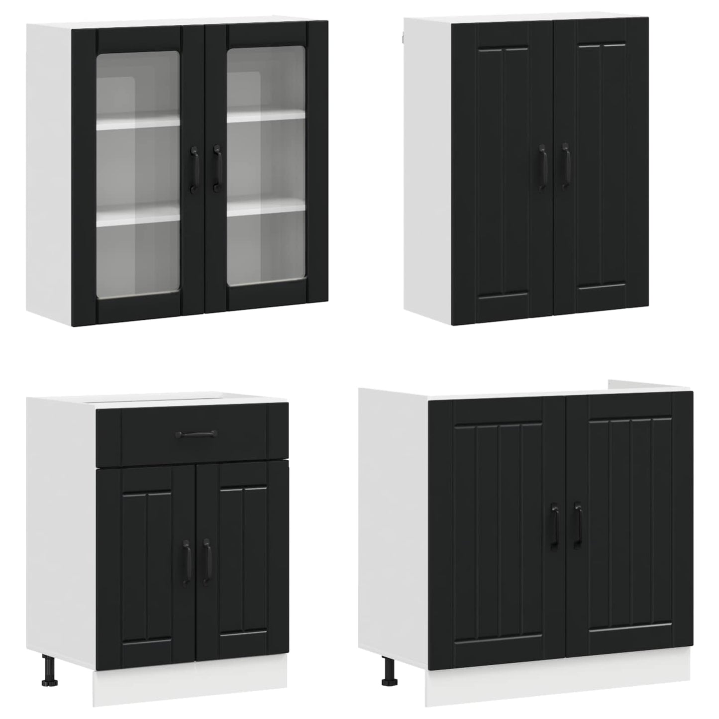 vidaXL Kitchen Unit LUCCA 8 pcs Black Engineered Wood