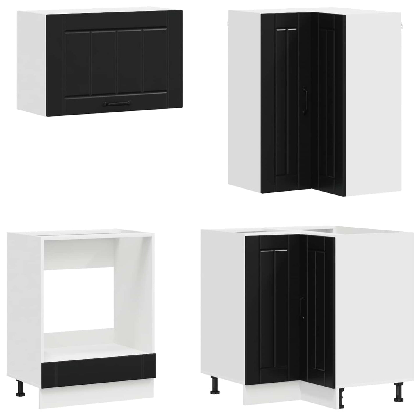 vidaXL Kitchen Unit LUCCA 8 pcs Black Engineered Wood