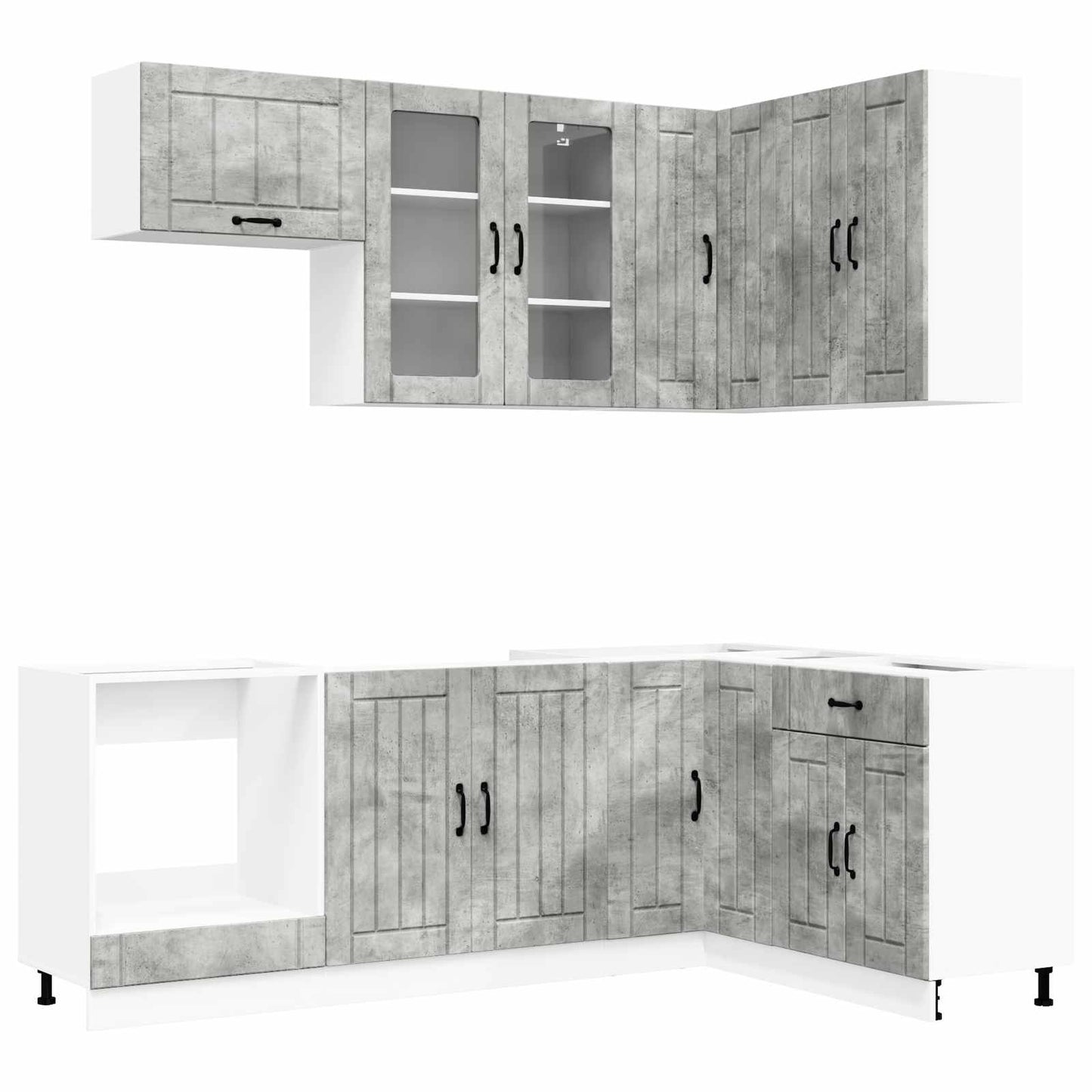 vidaXL Kitchen Unit LUCCA 8 pcs Concrete Grey Engineered Wood