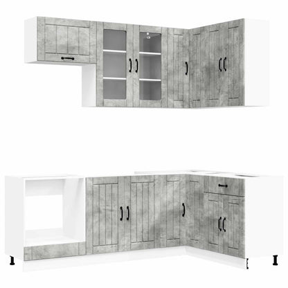 vidaXL Kitchen Unit LUCCA 8 pcs Concrete Grey Engineered Wood