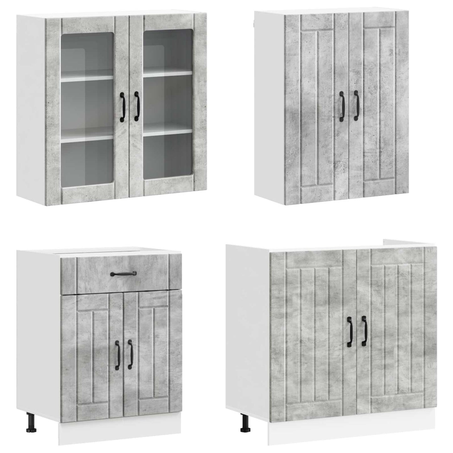 vidaXL Kitchen Unit LUCCA 8 pcs Concrete Grey Engineered Wood