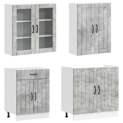 vidaXL Kitchen Unit LUCCA 8 pcs Concrete Grey Engineered Wood