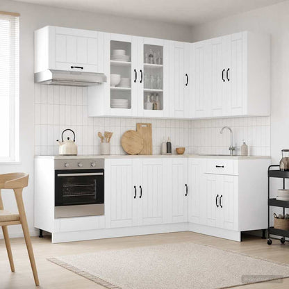 vidaXL Kitchen Unit LUCCA 8 pcs High Gloss White Engineered Wood