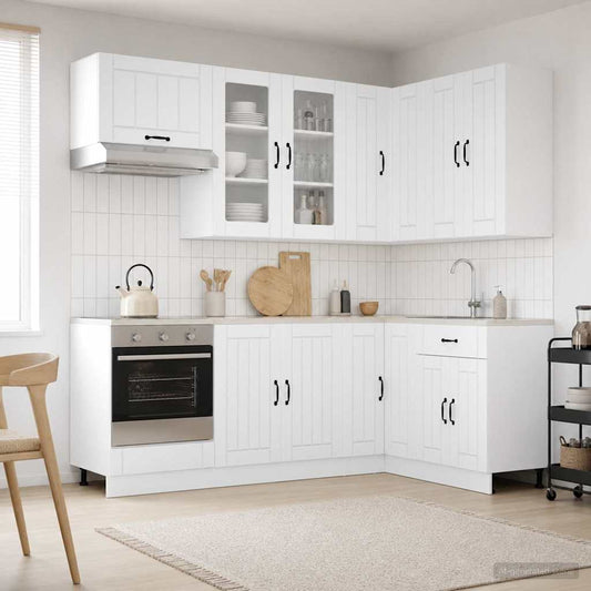 vidaXL Kitchen Unit LUCCA 8 pcs High Gloss White Engineered Wood