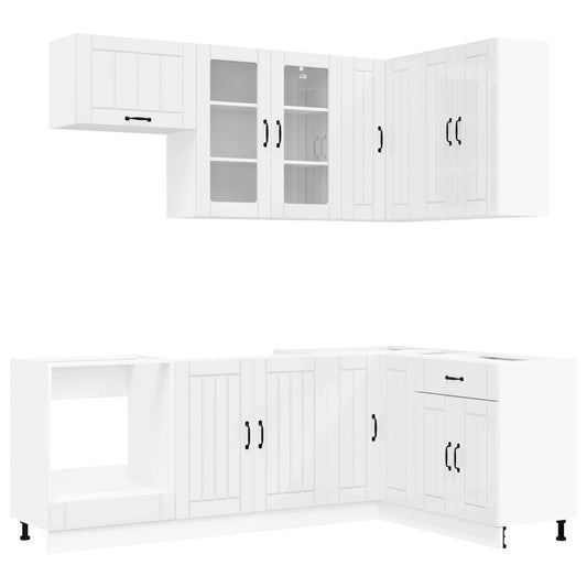 vidaXL Kitchen Unit LUCCA 8 pcs High Gloss White Engineered Wood