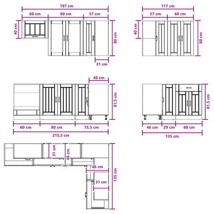 vidaXL Kitchen Unit LUCCA 8 pcs High Gloss White Engineered Wood