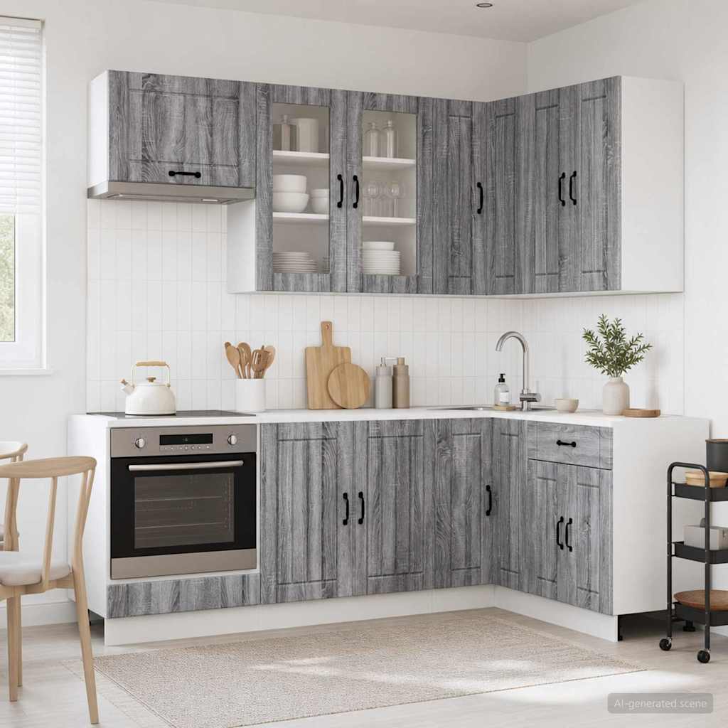 vidaXL Kitchen Unit LUCCA 8 pcs Grey Sonoma Engineered Wood