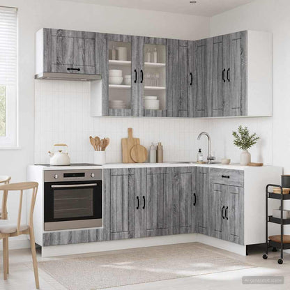 vidaXL Kitchen Unit LUCCA 8 pcs Grey Sonoma Engineered Wood