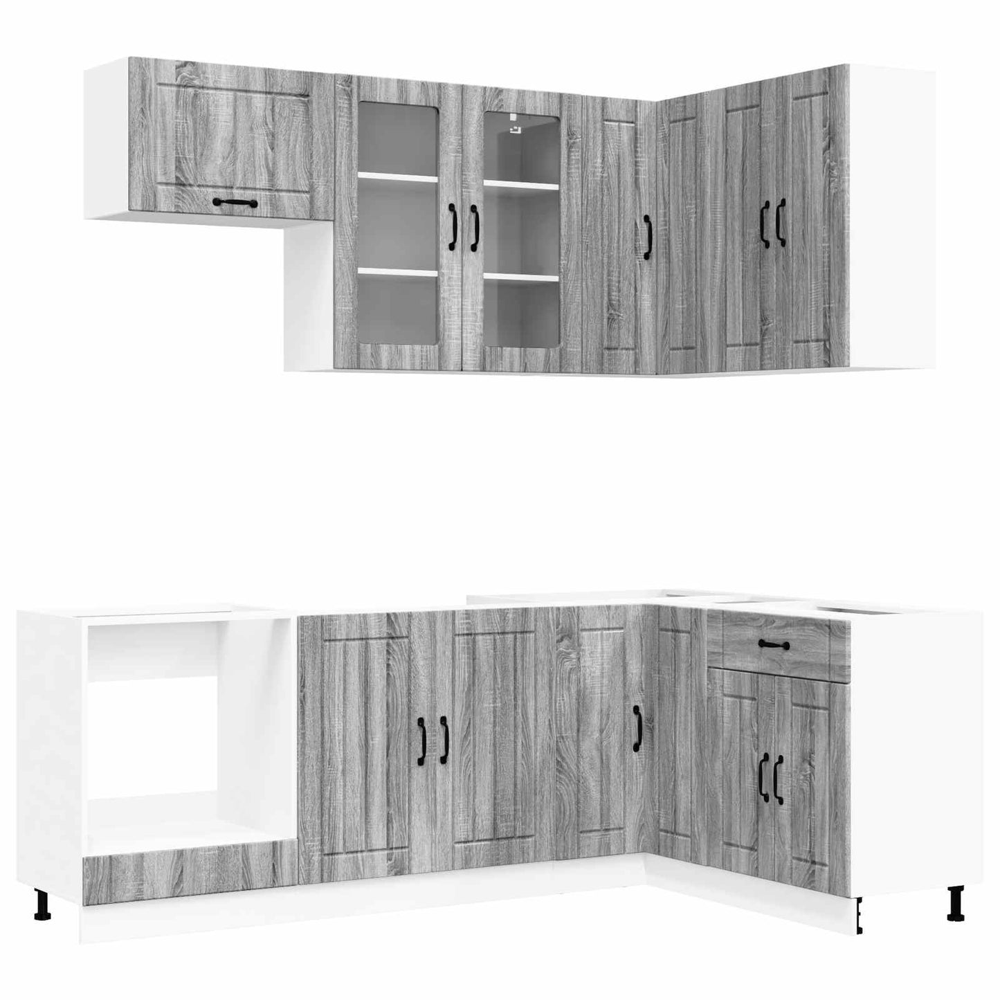 vidaXL Kitchen Unit LUCCA 8 pcs Grey Sonoma Engineered Wood
