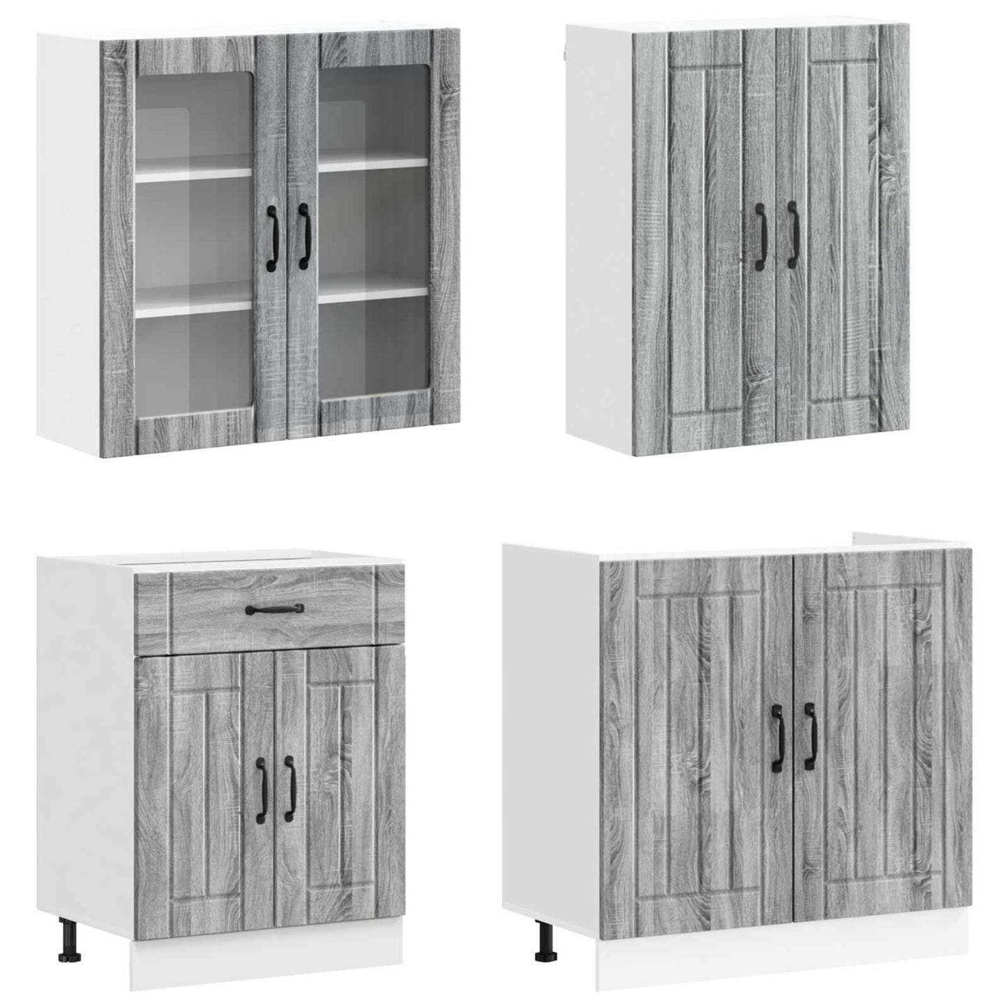 vidaXL Kitchen Unit LUCCA 8 pcs Grey Sonoma Engineered Wood