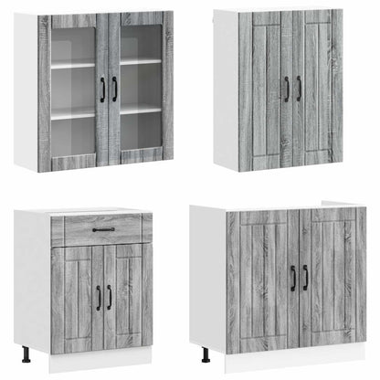 vidaXL Kitchen Unit LUCCA 8 pcs Grey Sonoma Engineered Wood