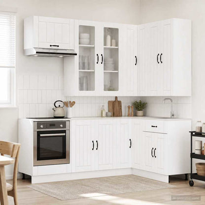 vidaXL Kitchen Unit LUCCA 8 pcs White Engineered Wood