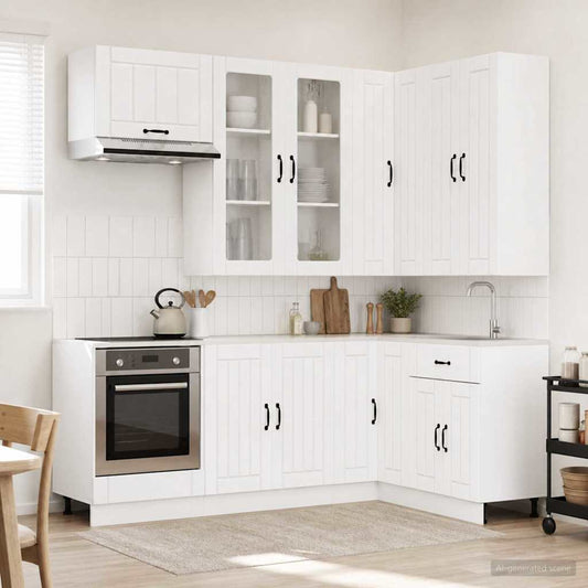 vidaXL Kitchen Unit LUCCA 8 pcs White Engineered Wood