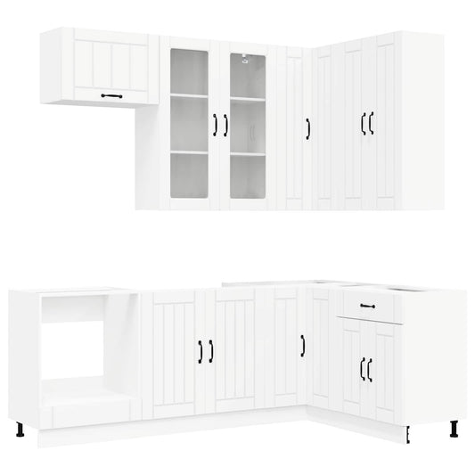 vidaXL Kitchen Unit LUCCA 8 pcs White Engineered Wood