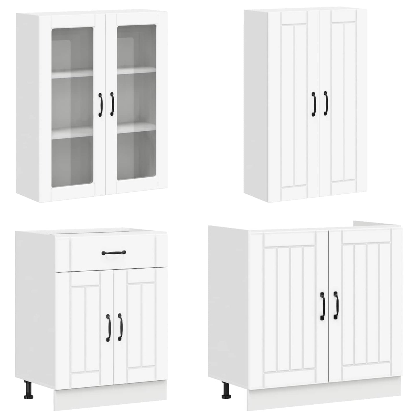 vidaXL Kitchen Unit LUCCA 8 pcs White Engineered Wood