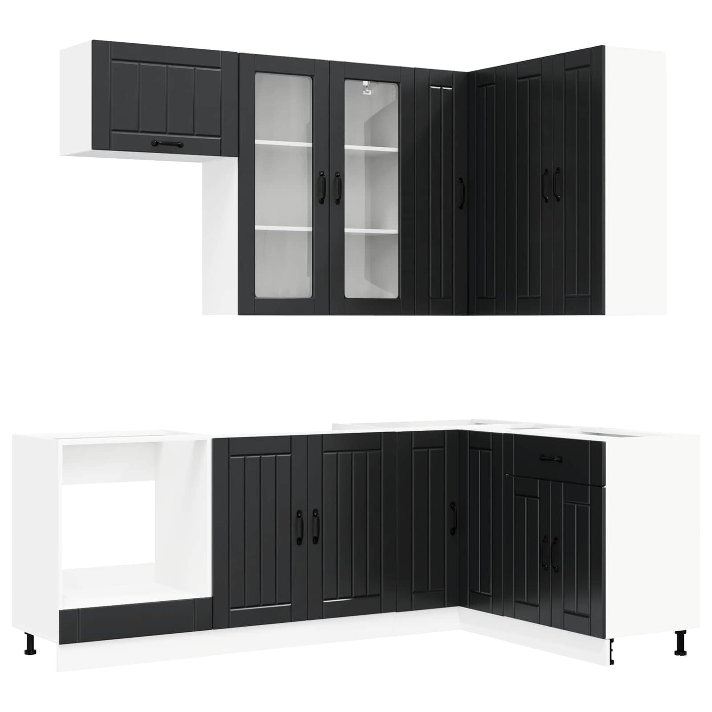 vidaXL Kitchen Unit LUCCA 8 pcs Black Engineered Wood