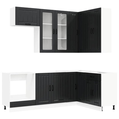 vidaXL Kitchen Unit LUCCA 8 pcs Black Engineered Wood