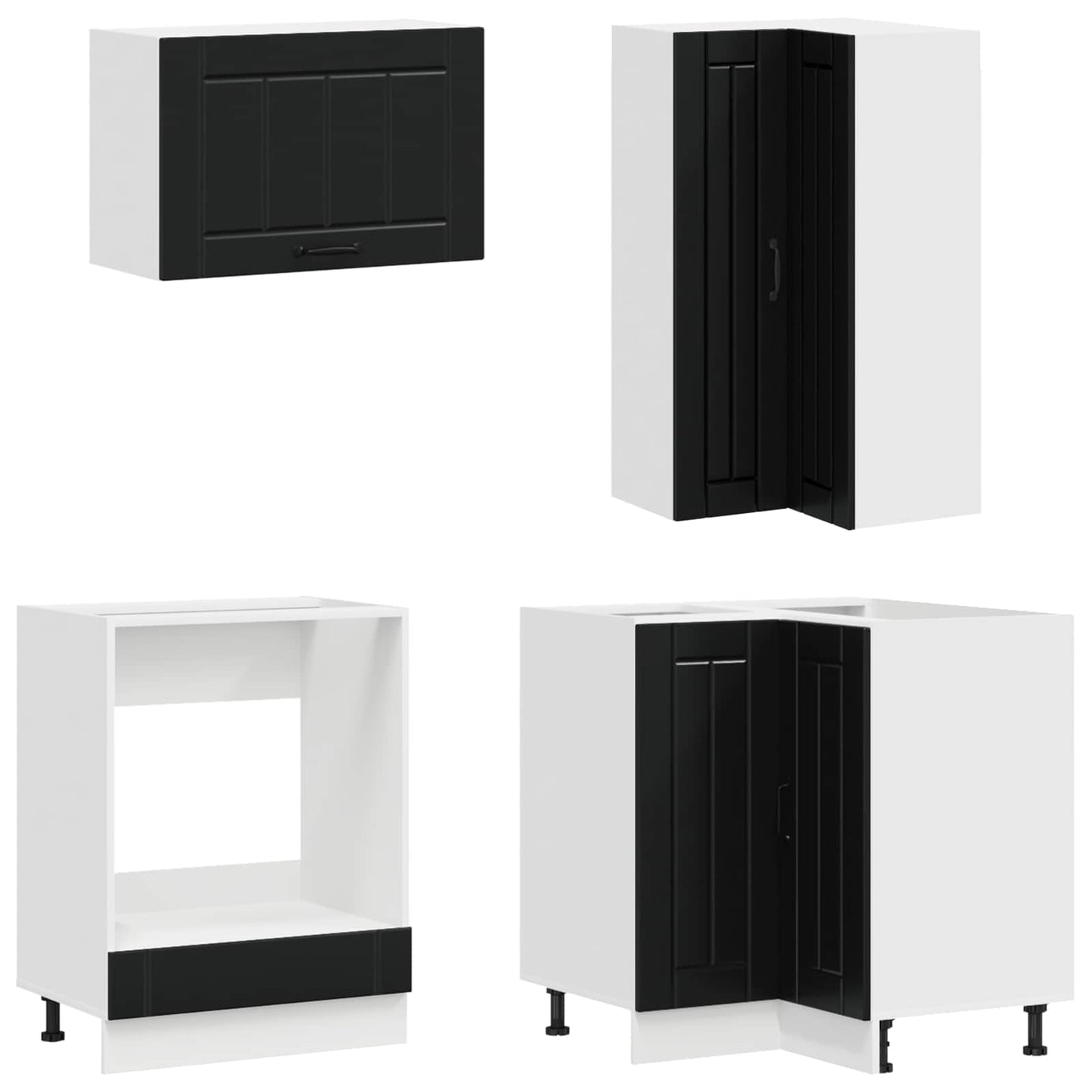 vidaXL Kitchen Unit LUCCA 8 pcs Black Engineered Wood