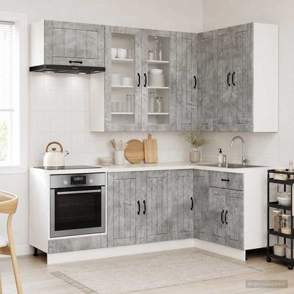 vidaXL Kitchen Unit LUCCA 8 pcs Concrete Grey Engineered Wood