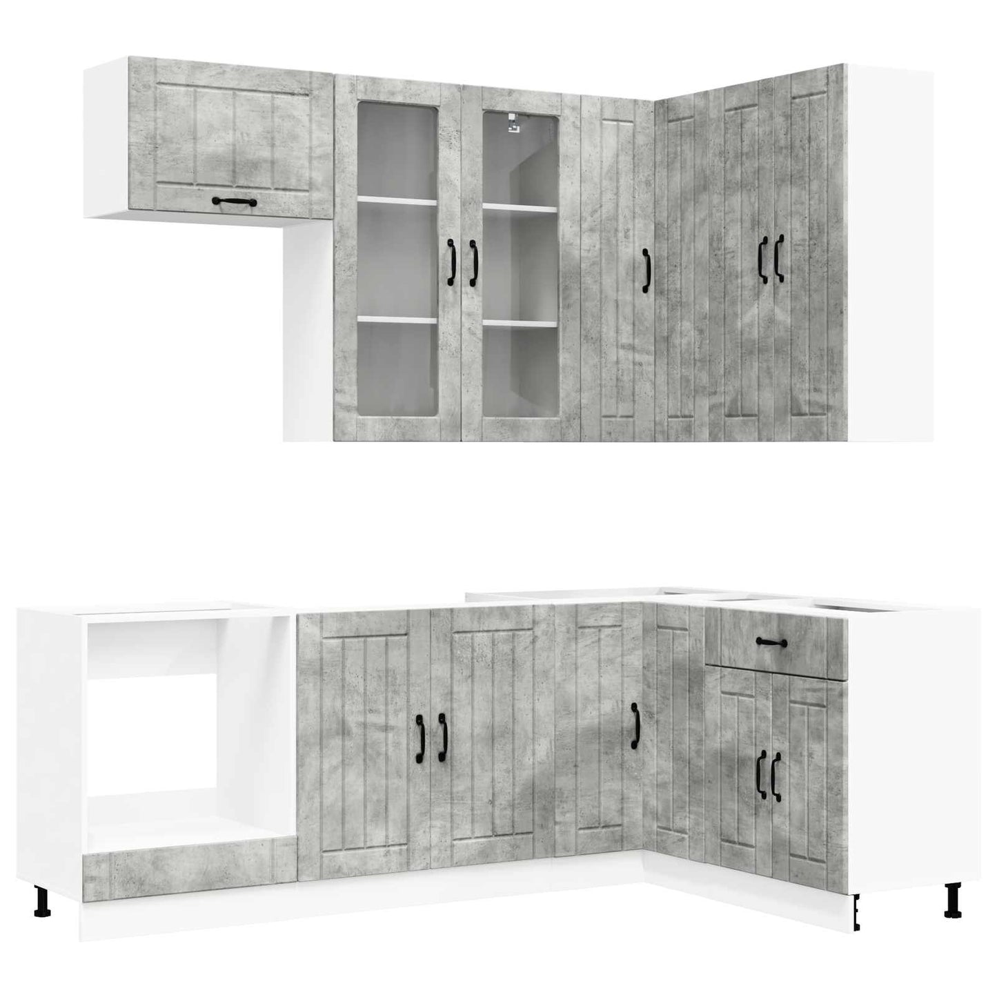 vidaXL Kitchen Unit LUCCA 8 pcs Concrete Grey Engineered Wood