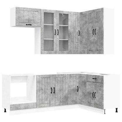 vidaXL Kitchen Unit LUCCA 8 pcs Concrete Grey Engineered Wood