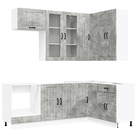 vidaXL Kitchen Unit LUCCA 8 pcs Concrete Grey Engineered Wood