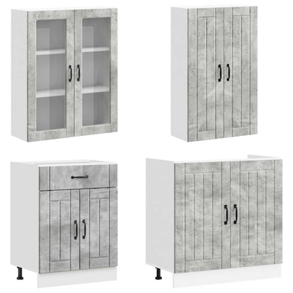 vidaXL Kitchen Unit LUCCA 8 pcs Concrete Grey Engineered Wood