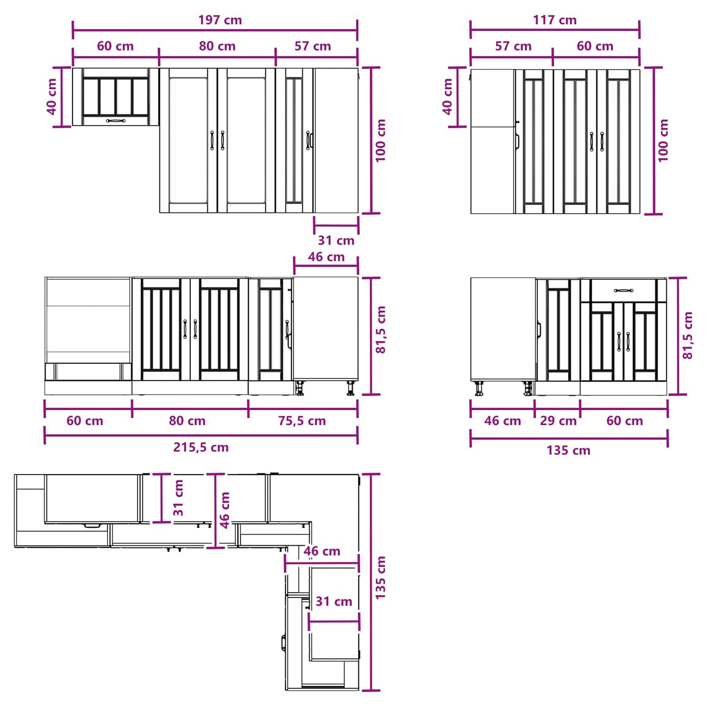 vidaXL Kitchen Unit LUCCA 8 pcs Concrete Grey Engineered Wood