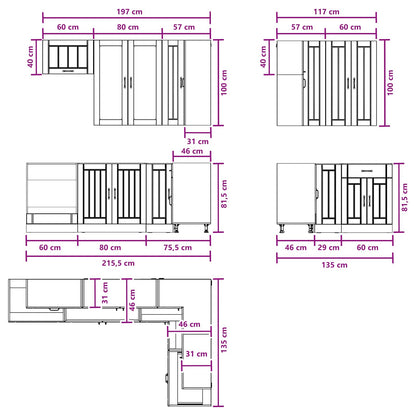 vidaXL Kitchen Unit LUCCA 8 pcs Concrete Grey Engineered Wood