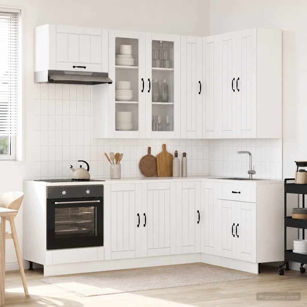 vidaXL Kitchen Unit LUCCA 8 pcs High Gloss White Engineered Wood