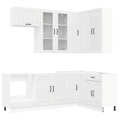 vidaXL Kitchen Unit LUCCA 8 pcs High Gloss White Engineered Wood