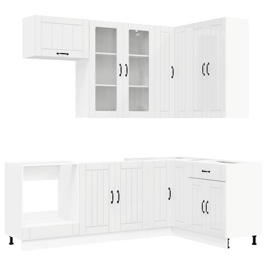 vidaXL Kitchen Unit LUCCA 8 pcs High Gloss White Engineered Wood