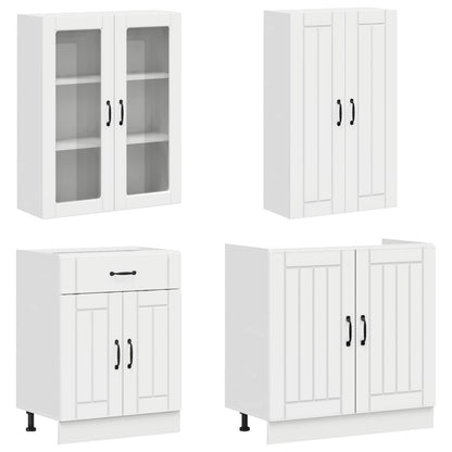 vidaXL Kitchen Unit LUCCA 8 pcs High Gloss White Engineered Wood