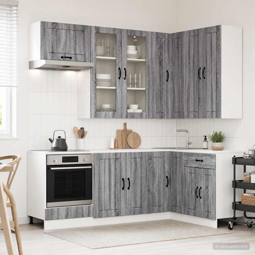 vidaXL Kitchen Unit LUCCA 8 pcs Grey Sonoma Engineered Wood