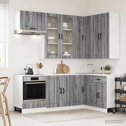 vidaXL Kitchen Unit LUCCA 8 pcs Grey Sonoma Engineered Wood