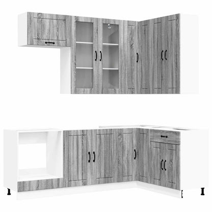 vidaXL Kitchen Unit LUCCA 8 pcs Grey Sonoma Engineered Wood