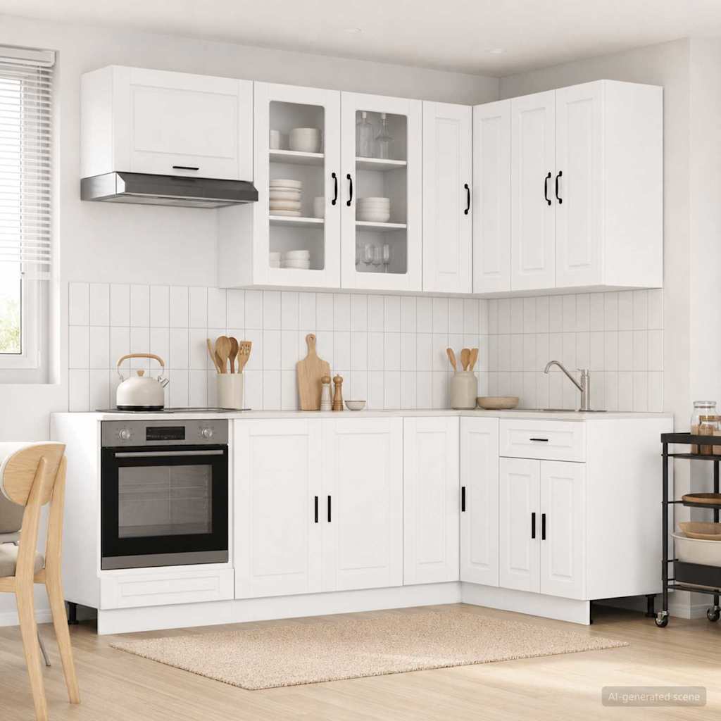 vidaXL Kitchen Unit PORTO 8 pcs White Engineered Wood