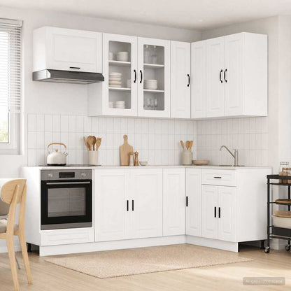 vidaXL Kitchen Unit PORTO 8 pcs White Engineered Wood