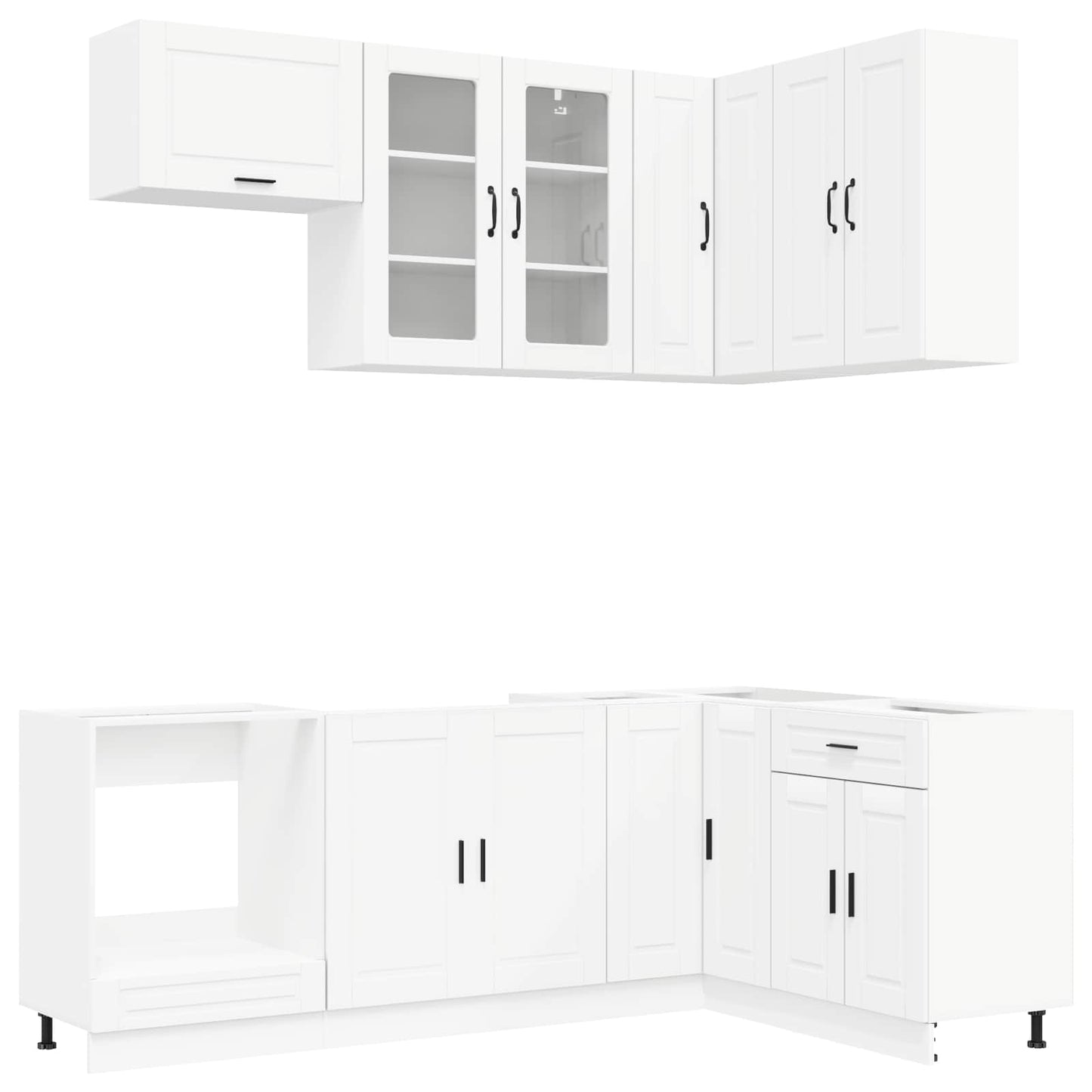 vidaXL Kitchen Unit PORTO 8 pcs White Engineered Wood