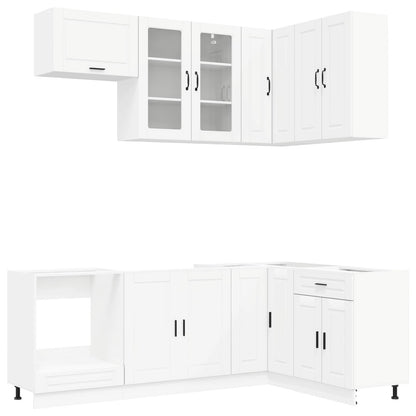 vidaXL Kitchen Unit PORTO 8 pcs White Engineered Wood