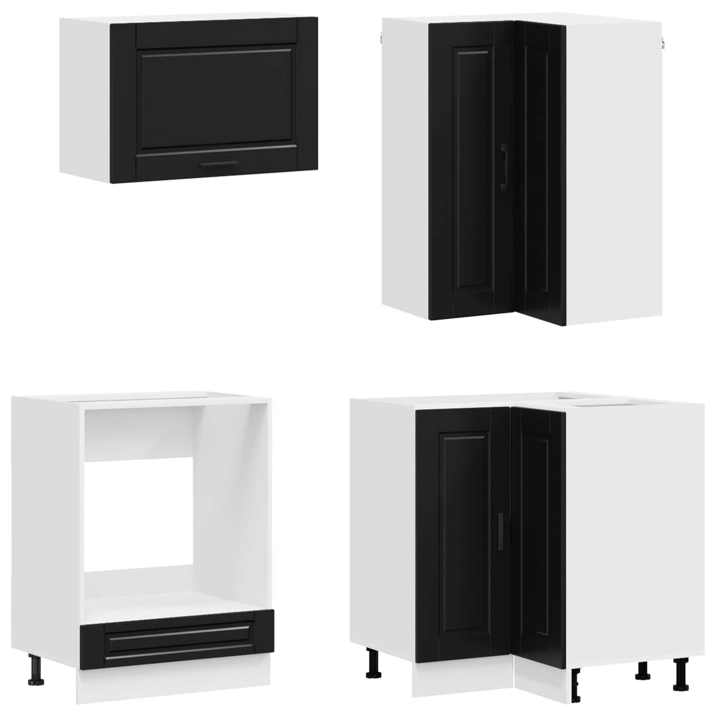 vidaXL Kitchen Unit PORTO 8 pcs Black Engineered Wood
