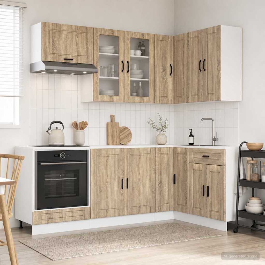 vidaXL Kitchen Unit PORTO 8 pcs Sonoma Oak Engineered Wood
