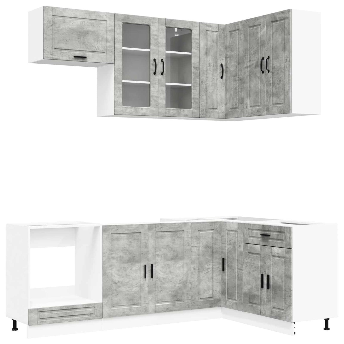 vidaXL Kitchen Unit PORTO 8 pcs Concrete Grey Engineered Wood