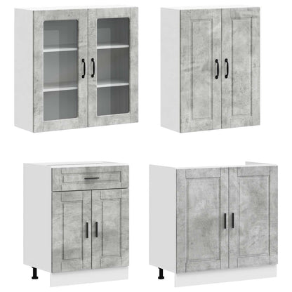 vidaXL Kitchen Unit PORTO 8 pcs Concrete Grey Engineered Wood