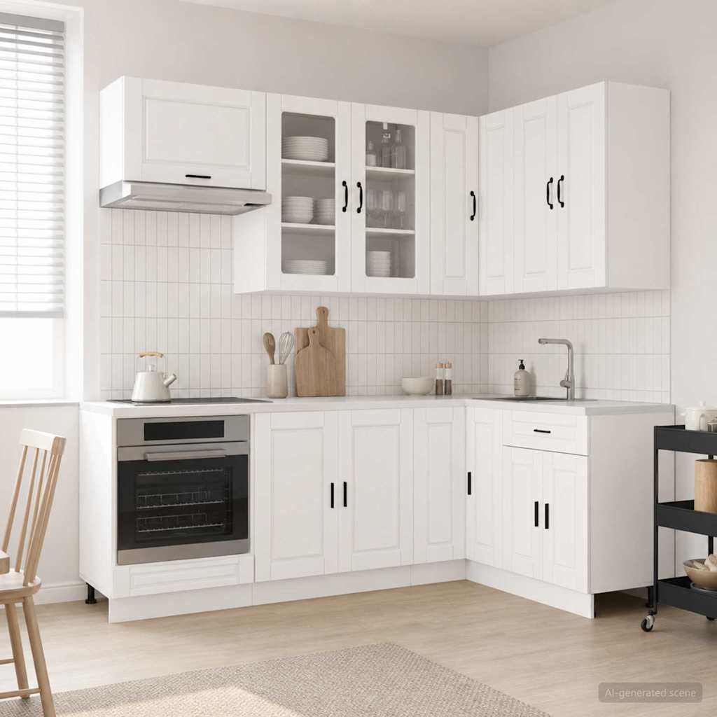 vidaXL Kitchen Unit PORTO 8 pcs High Gloss White Engineered Wood