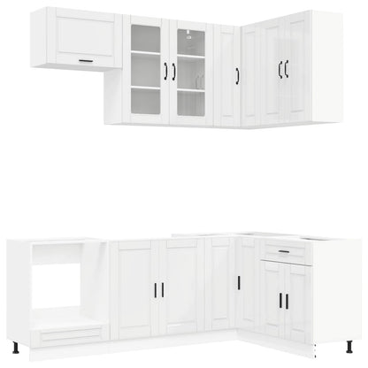 vidaXL Kitchen Unit PORTO 8 pcs High Gloss White Engineered Wood