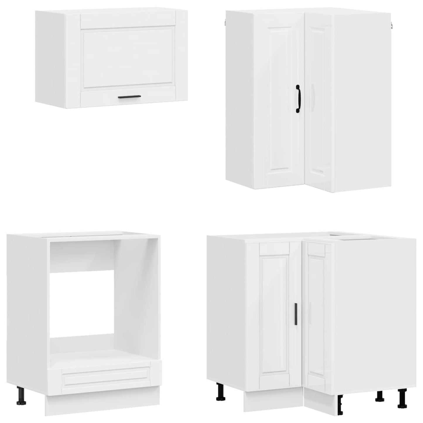 vidaXL Kitchen Unit PORTO 8 pcs High Gloss White Engineered Wood