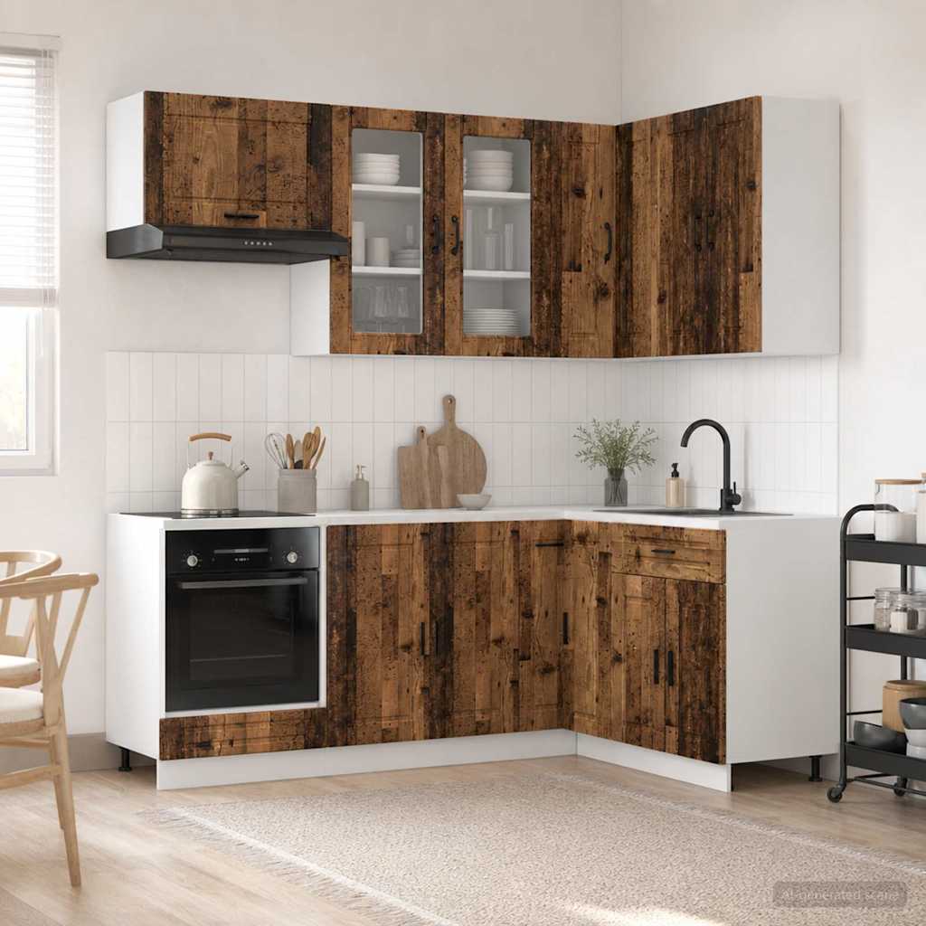 vidaXL Kitchen Unit PORTO 8 pcs Old Wood Engineered Wood